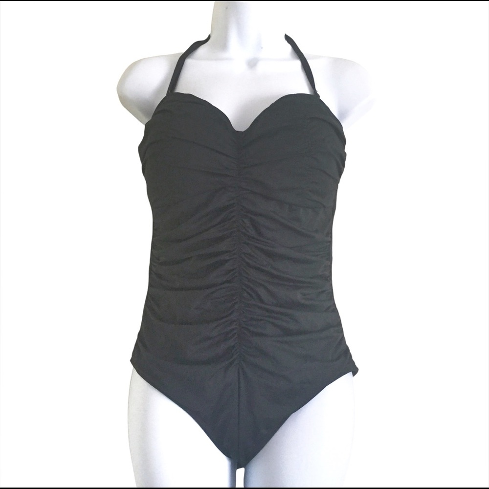 La Blanca Backless Shirred One Piece Swimsuit Sz 14